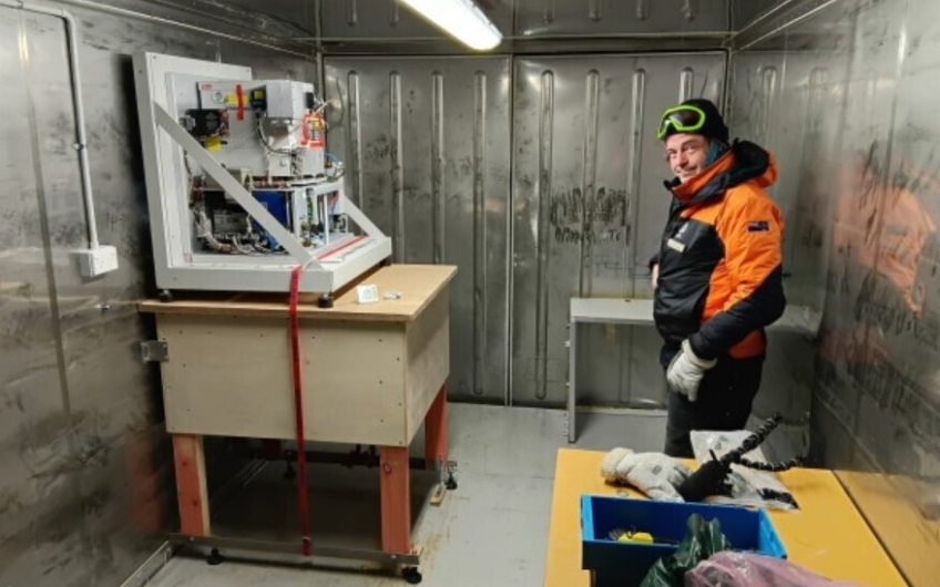 Science technician Harry Offer following the installation of the back end of the AERI spectrometer photo ESNZ website 10 Dec 2025